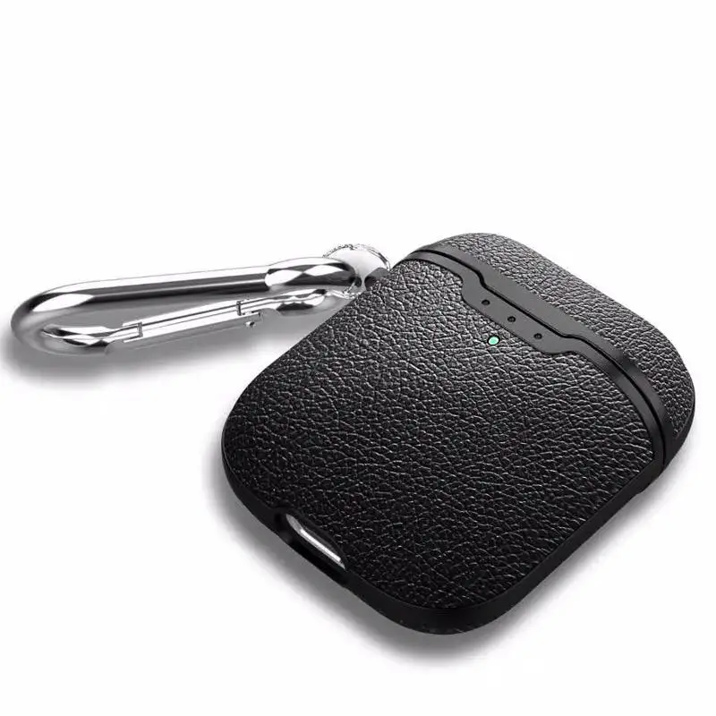 Чехол для Airpods 2 с кожаным узором Личи, мягкий ТПУ, Bluetooth, беспроводные наушники, защитный чехол для Airpods, зарядная коробка