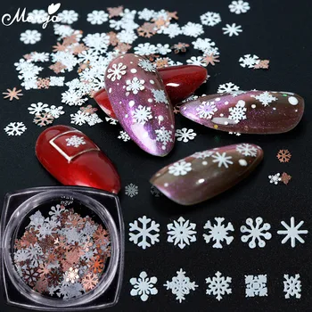 

Monja 1 Box Christmas Series Nail Art Glitter Sequins Multicolor Mix Pattern 3D Xmas Snowflakes Flakes DIY Manicure Decorations