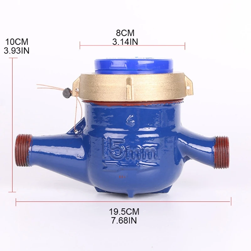 Water Meter Heavy Duty Brass Flow Measure Tap Cold Water Meter Home Garden Wet Table Measuring Tools Measurement