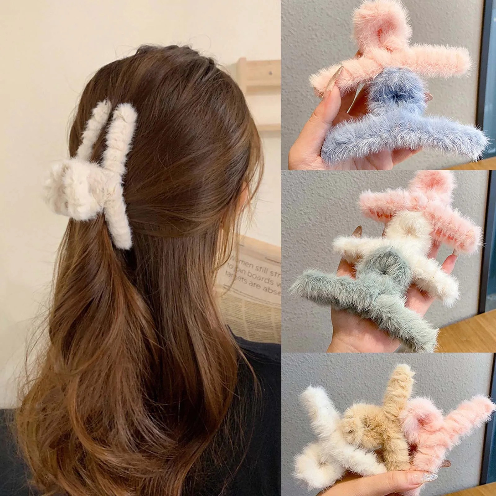 New Candy Color Plush Hairpin Autumn And Winter Female Personality Wild Clip Back Head Catch Women Hair 2021 |