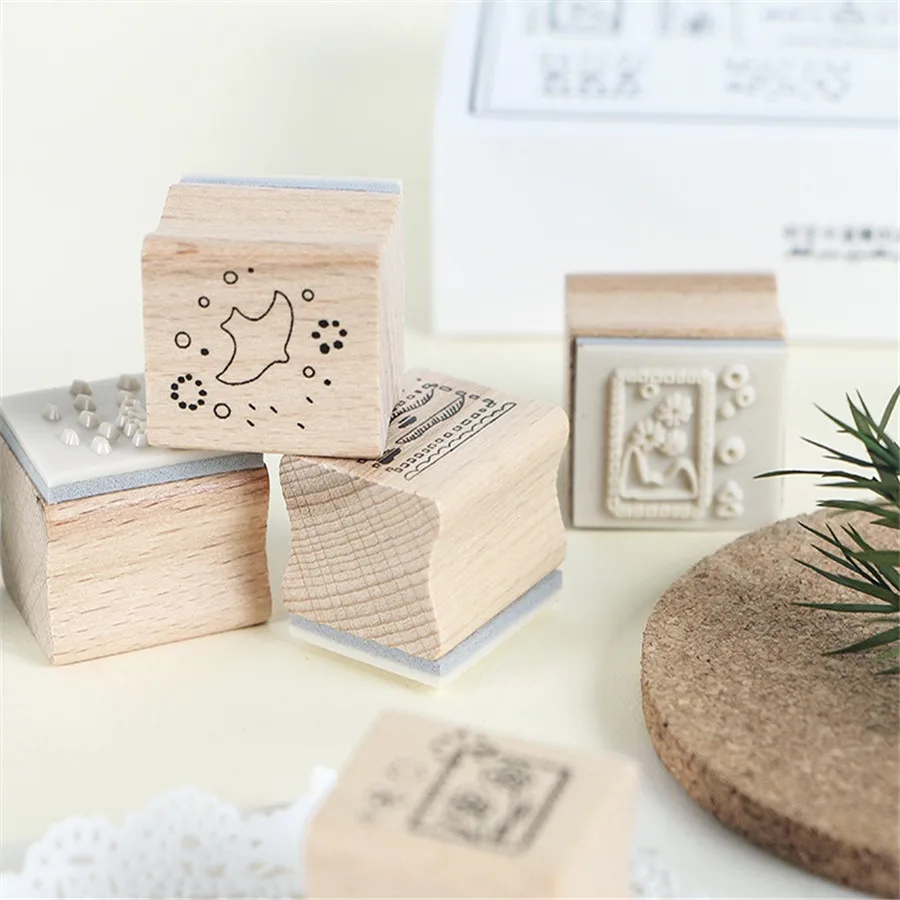 12 шт. новейшие ретро маленькие вещи Деревянный Штамп для DIY скрапбукинга