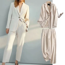 

Jenny&Dave Trousers Women Sets England Office Lady Fashion Solid Simple Blazer Feminino Blazer Women Jackets Casual Suits Pants