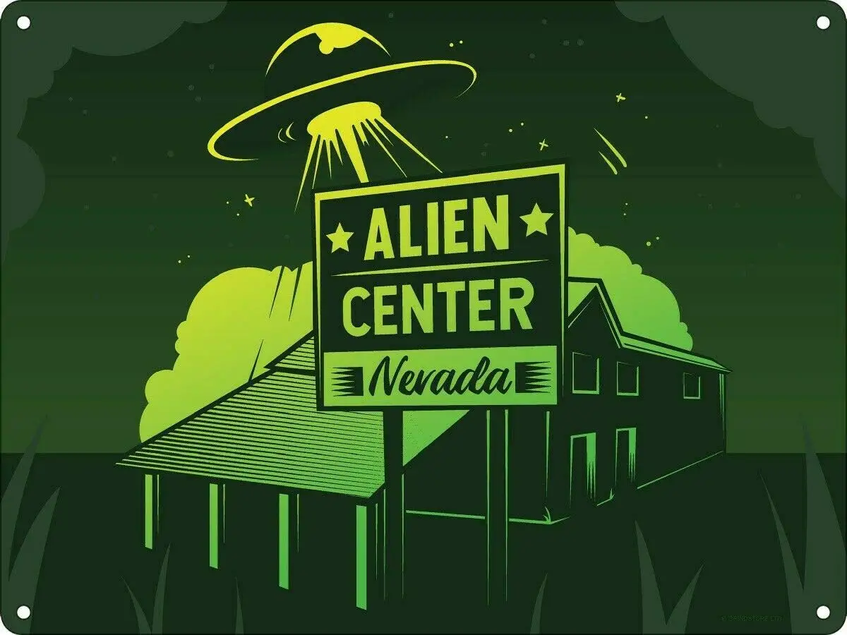 

Mini Alien Center Green Retro Wall Home Bar Pub Vintage Cafe Decor, 8x12 Inch