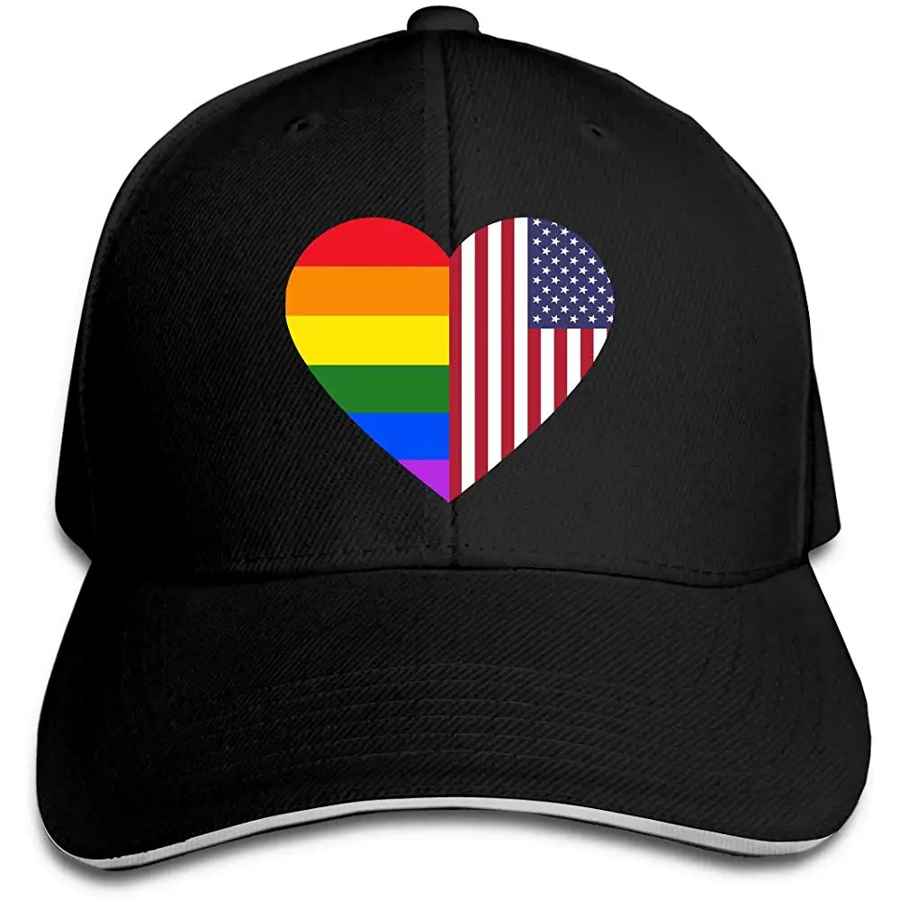 Мужская Wo Мужская s LGBT Радужное сердце с американским флагом бейсболка