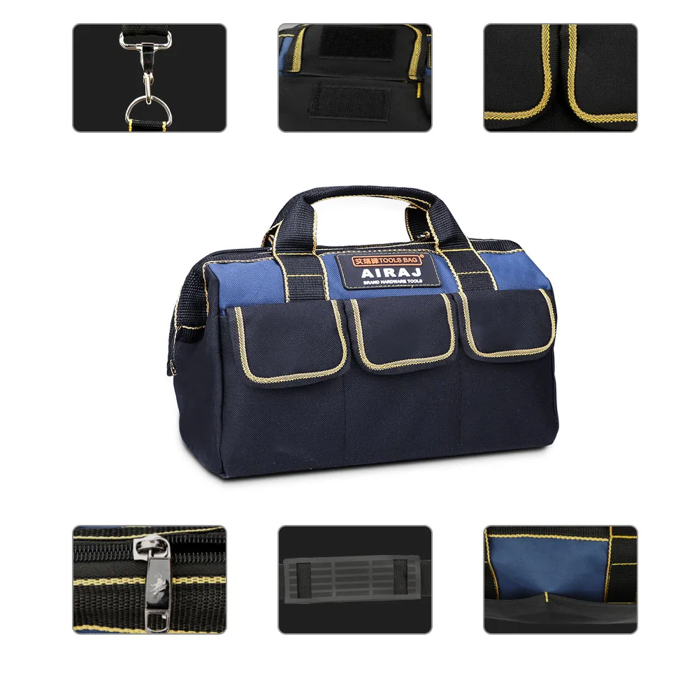 AIRAJ 13 in Tool Bag, Large Capacity Top Opening Tool Kit, Tool Storage Bag For Electrician Woodworking Fitters