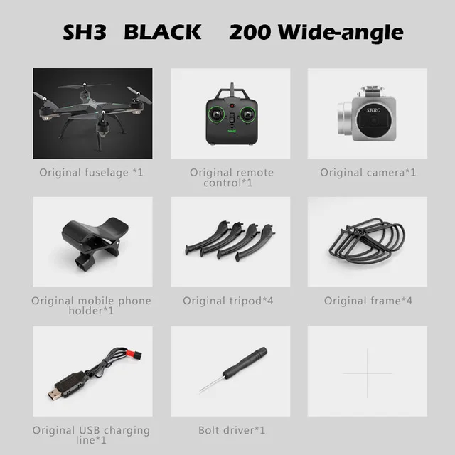 2mp wide angle black Большой SH3 р/у Дрон с HD Камера 2,4 GHz 4-осевой Квадрокоптер с режимом headless светодиодный свет Вертолет Дистанционное Управление игрушечные самолеты - Цвет: 2mp wide angle black