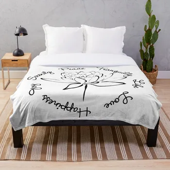 

Serenity Tranquility Lotus Black Blanket Wool Flannel Plush Blanket Bedspread For office Sherpa Blanket Couch Quilt Cover Travel