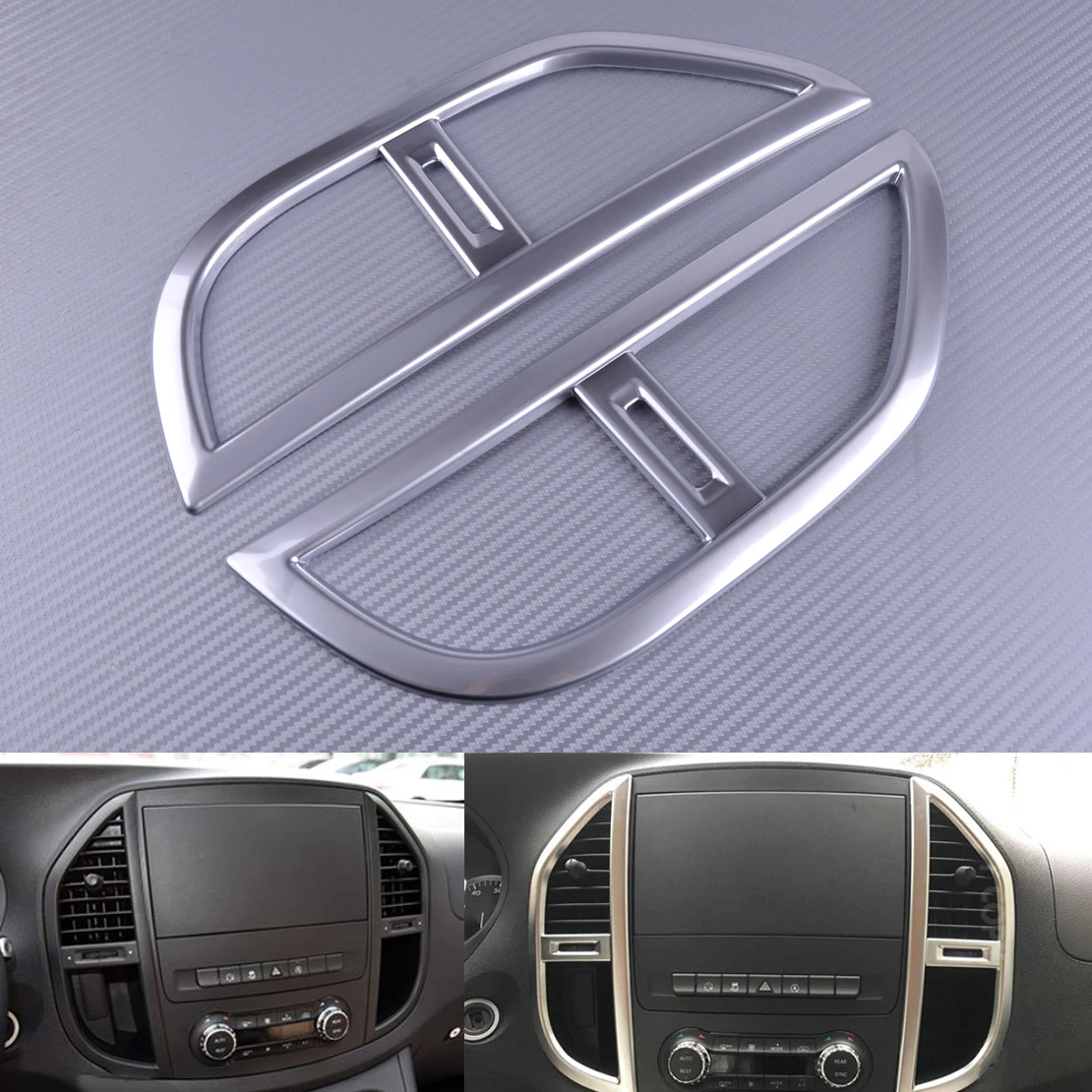 

DWCX 2Pcs Silver Car Console Air Vent Outlet Trim Cover ABS Fit For Mercedes-Benz Vito W447 2014 2015 2016 2017 2018