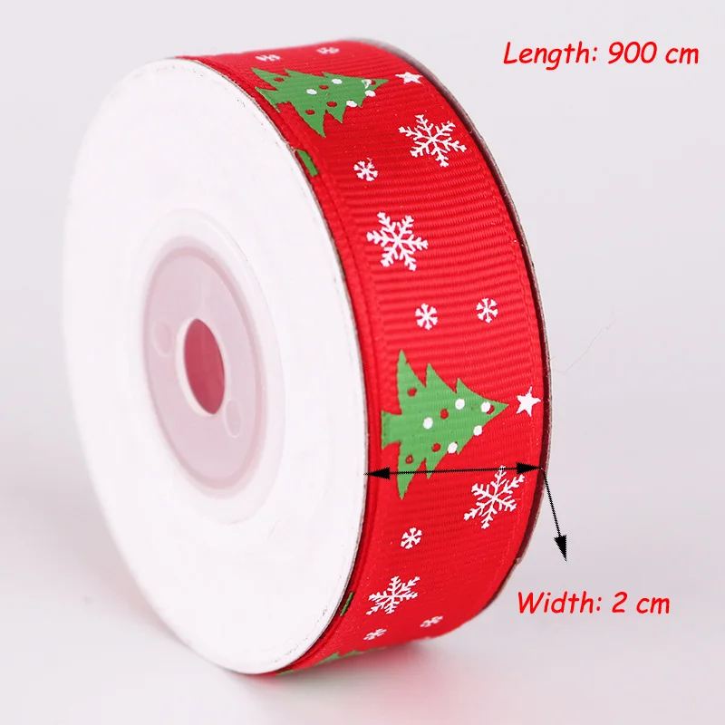 Red Tree (2cm) Полиэфирные печатные рождественские корсажные ленты DIY рождественские вечерние материалы для упаковки(10 ярдов/партия 10 мм/15 мм/25 мм - Цвет: Red Tree (2cm)