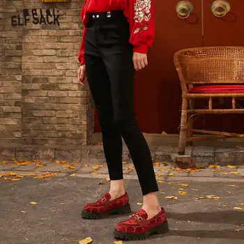 

ELFSACK Black Solid Cartoon Embroidery Skinny Pencil Pants Women 2020 Spring Pure High Waist Female Casual Basic Daily Bottoms