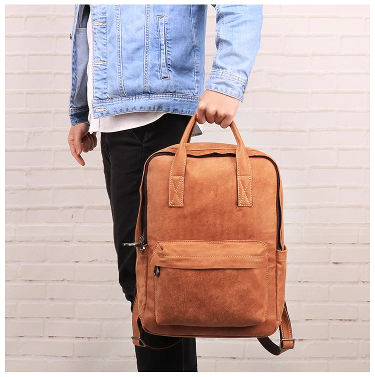 Повседневная кожаная мужская сумка через плечо, ретро рюкзак для путешествий, мужской рюкзак