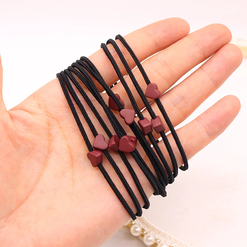 Small Love Black Popular Solid Elastic Hair Bands Wine red Headband Women Rubber Band Lady Letters Hair Accessories Scrunchie