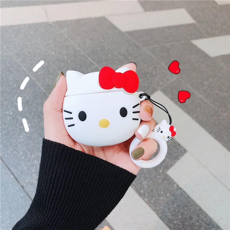 

Jamular Cute 3D Hallo Kitty Cartoon Silicone Airpods Protecting Cover For Apple Airpods2 Wireless Bluetooth Melody Earphone Case