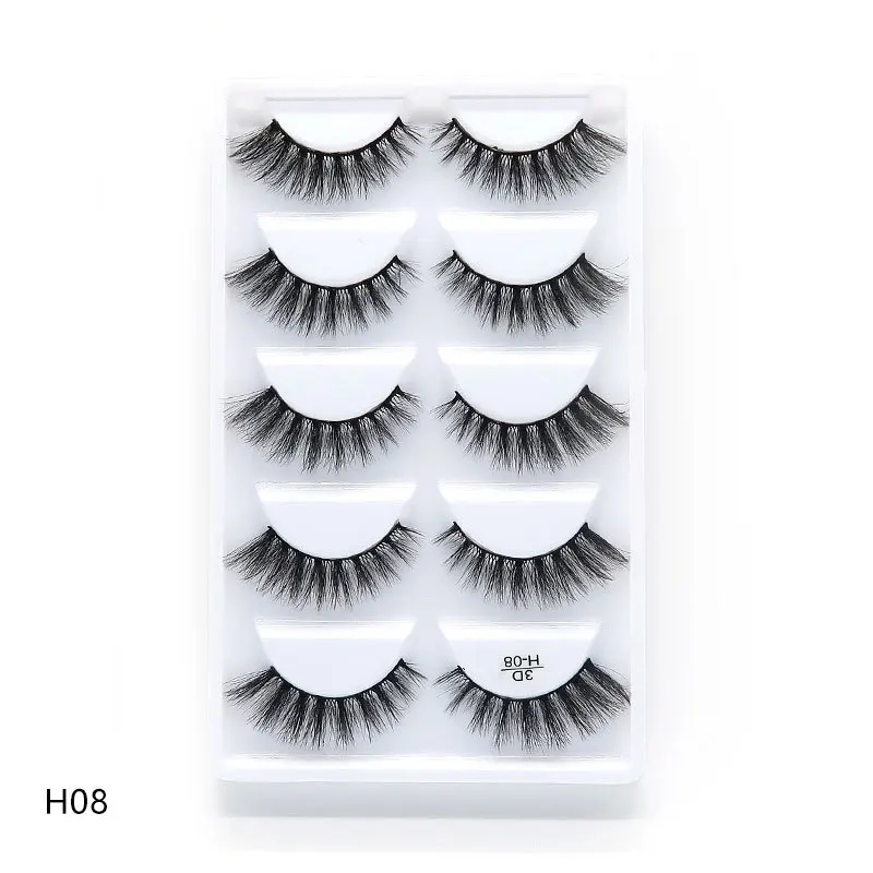 H-08 5 пар 3D норковые волосы натуральные накладные ресницы длинные грязные Макияж Поддельные ресницы для наращивания макияж инструменты для красоты maquiagem - Цвет: H-08