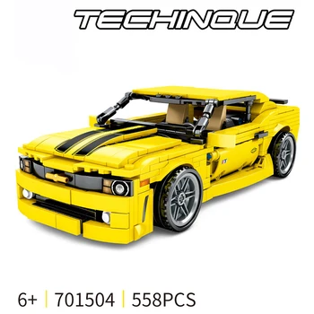 

558PCS Yellow Sports Car Model Building Blocks Compatible Technic Series Racing Car Enlighten DIY Bricks Toys For Children