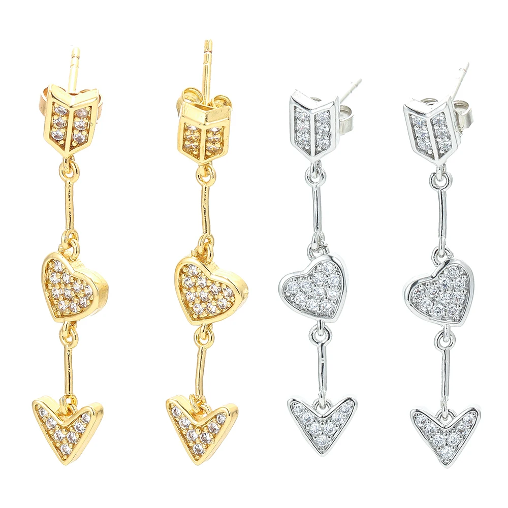 Love Heart & Arrow Dangle Earrings