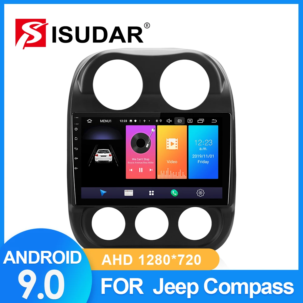 

ISUDAR Car Radio For Jeep Compass 1 MK 2009-2015 2 din Android 9 Autoradio Multimedia GPS DVR AHD Camera RAM 2GB ROM 32GB USB FM