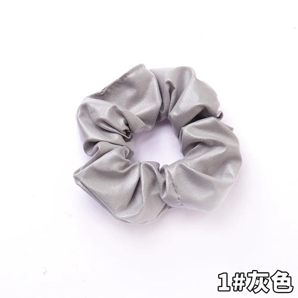 gray Креативные Новые ПУ Твердые кольца для волос девушки конфеты цвета дамы заколки для волос аксессуары резинка для волос Веревка - Цвет: gray