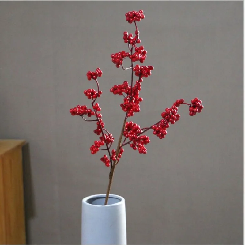 Ягоды Euonymus веточка Рождество и Весенний фестиваль украшения богатые фрукты Холли искусственный цветок