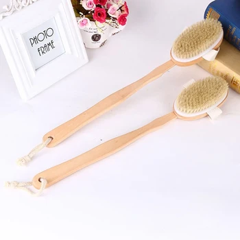 

Hot Sale 1PC Long Wooden Handle Bath Body Brush Removable Bristle Exfoliating Dry Skin Back Scrubber Shower Cleaning Massager