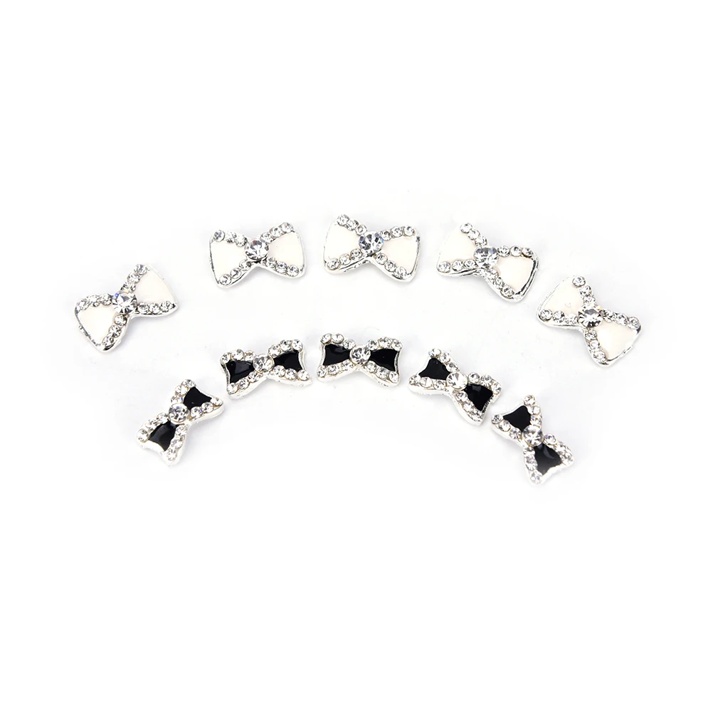 10Pcs Rhinestone Bowknot Bow Nail Art Glitters Decoration 3D Nail Art Sticker Manicure Nail Art Tips Tools