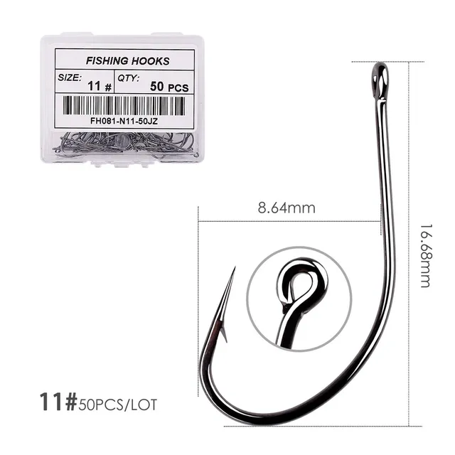 50pcs 10pcs Coating High Carbon Stainless Steel Barbed Carp Fishing Hooks Pack with Retail Original Box Fishing Hook Tackle Size 11 - 50pcs