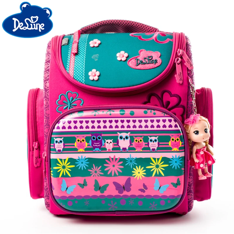 

Delune Brand Orthopedic School Bag Bear Pattern Children School Backpacks For Girls Boys Cartoon Backpack Book Mochila Escolar