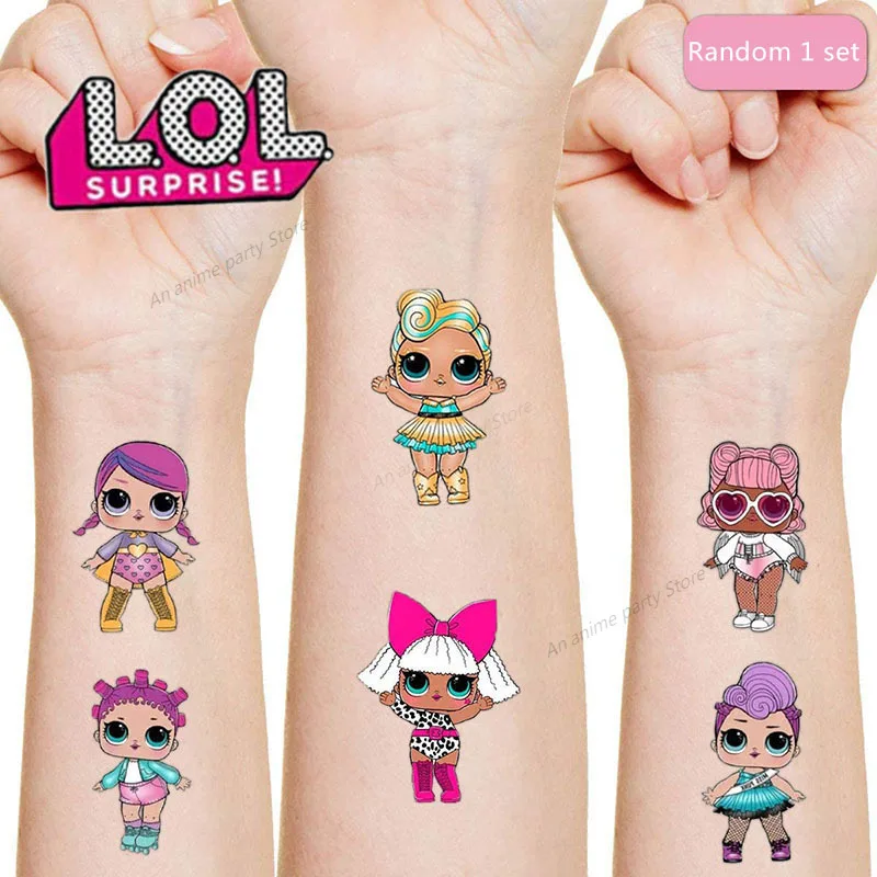 LOL Surprise-pegatina de tatuaje para niños, regalo de decoración para fiesta de cumpleaños, pegatinas de tatuaje LOL