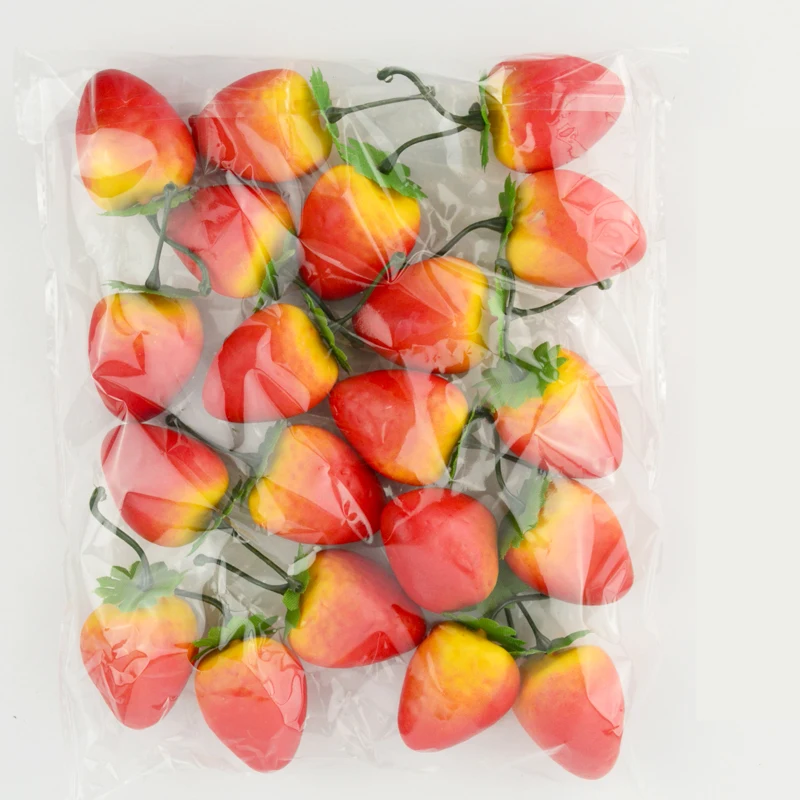 strawberry 20шт/3 шт Искусственные фрукты имитация клубники пластик моделирование клубника Орнамент Ремесло фотографии реквизит украшение окна - Цвет: strawberry