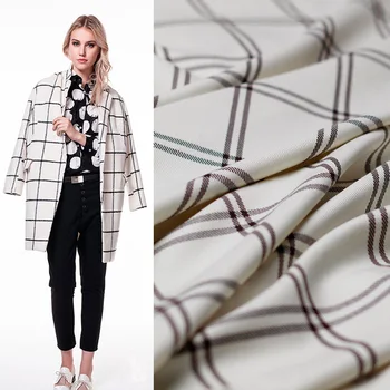 

100x150cm Black and White Twill Lattice Pattern Thin Wool Fabric for Woman's Spring and Autumn Suit and Pant Dress DIY Sewing