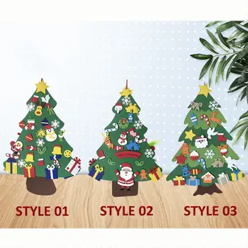 

DIY Felt Christmas Tree for Kids Decoration Home with Toddlers Navidad 2021 New Year Gifts Ornaments Santa Claus Xmas