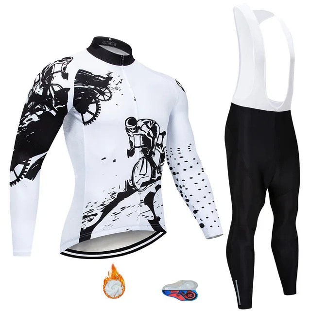 fleece set 4 Мужская зимняя теплая одежда для велоспорта, новинка, Moxilyn, с длинным рукавом, для велоспорта, Джерси, набор, Ropa Ciclismo, MTB, для велоспорта, одежда для велоспорта - Цвет: fleece set 4