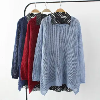 

Extra Large Size Women's Wear Spring New Korean Pullover Chiffon Sweater Sweater