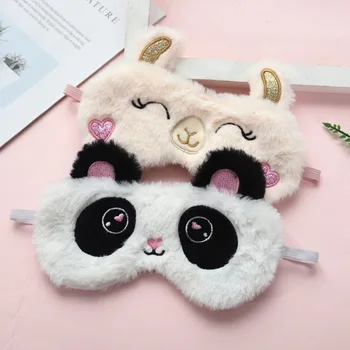 

Cute Sleep Eye Mask Kids Cartoon Panda Plush Eye Cover Sleeping Mask 3D Silk Travel Eye Band Shade Rest Eyepatch Eye Blindfolds