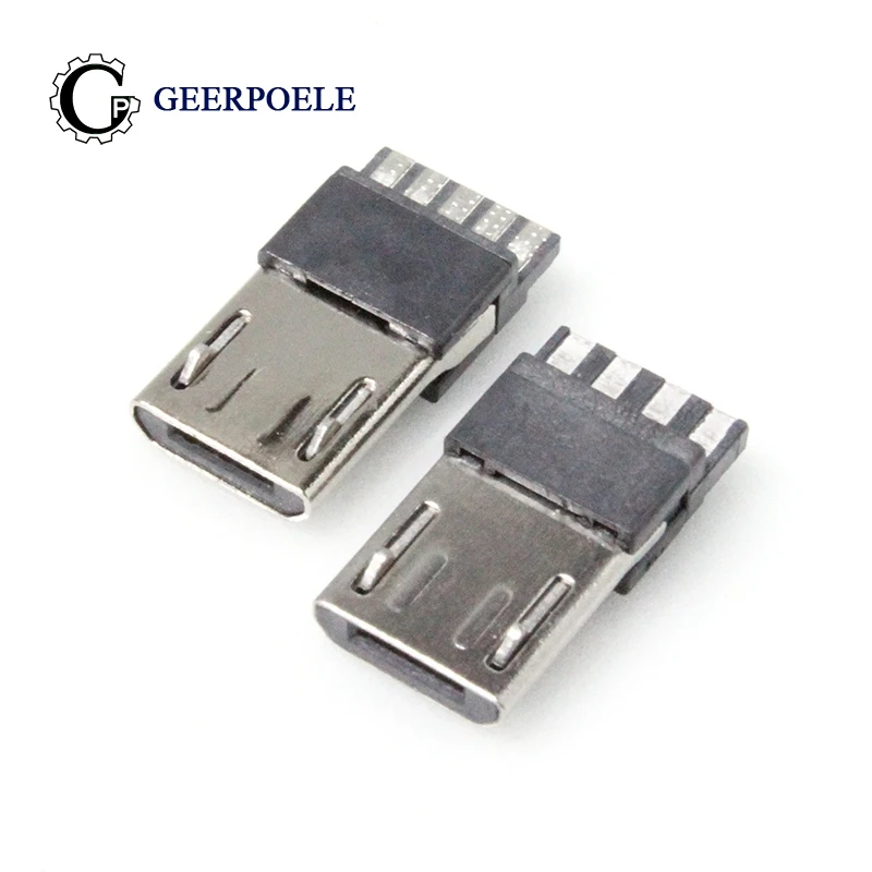 

100 pcs/lot 4p/5p Micro USB Connector Jack USB Plug Male Connectors Tail