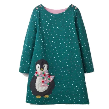 Girls Dress with Animal Applique Long Sleeve Princess Dress Children Costume Robe Fille Kids Party Dresses Baby Girl Clothes 1