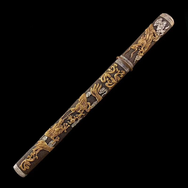 High Quality Hand-folded steel Chinese Short Sword Copper handle copper sheath Copper fittings Tang Dynasty Knife Very Sharp