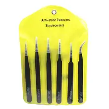 6 шт. нержавеющая сталь антистатические прецизионные изогнутые прямые пинцеты Инструменты для ремонта