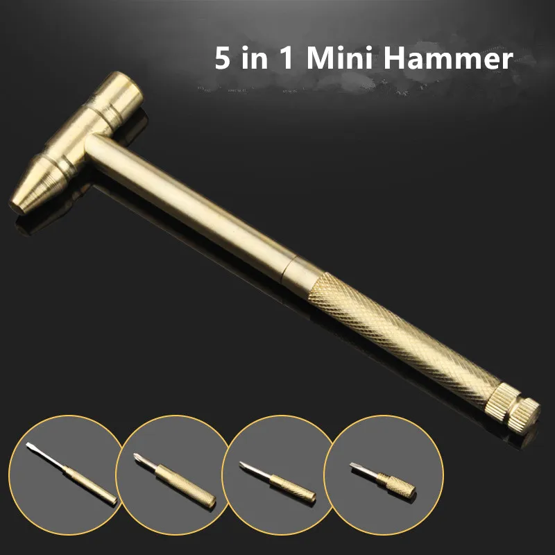 

5 in1 Multi Mini Copper Hammer Multi-Function Screwdriver Small Little Hammer Household