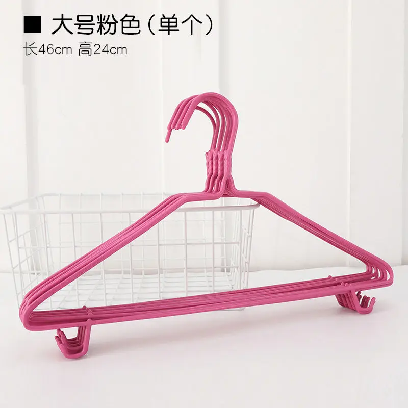 10PCs Stainless Steel Clothes Hanger Non-Slip Children Coat Trousers Pants Drying Rack with hook Wardrobe Laundry Storage Holder - Цвет: fuchsia L