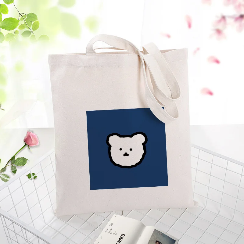 Синяя серия сумки вместительная сумка для покупок сумка на заказ Печать текстовый логотип канва для DIY ежедневного использования Эко экологическая многоразовая утилизация