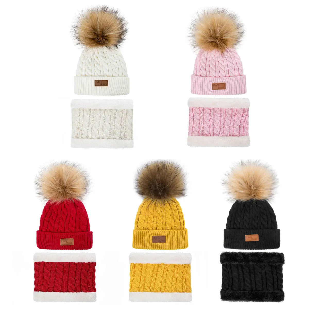 Canreal/ детский зимний комплект из 2 предметов: шапка и шарф, вязаная шапка с помпонами, теплая плотная бархатная шапка для детей 0-5 лет