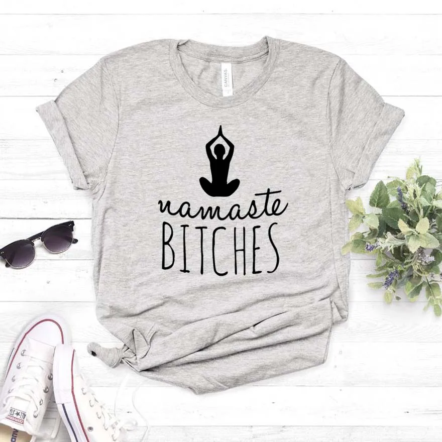 Namaste B* tches, топ с коротким рукавом, футболки, хлопок, размера плюс, женская футболка,, мода Harajuku, круглый вырез, уличная одежда, рубашки
