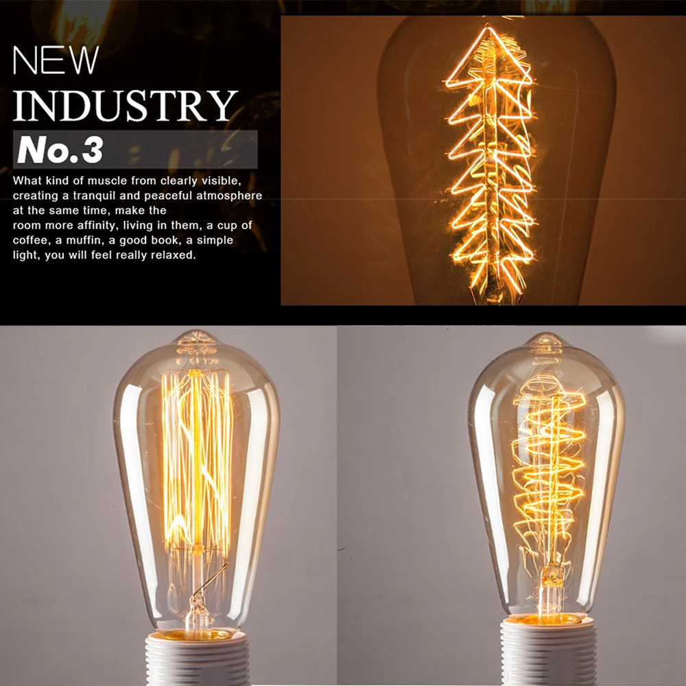 Ретро Edison led светильник лампочка E27 220V ST64 G80 G95 G125 лампа накаливания Подвесная лампа-канделябр дома Винтаж Декор лампада
