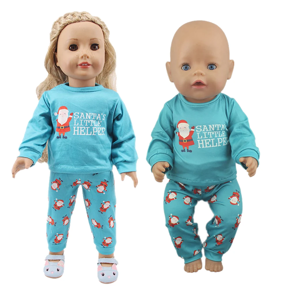 Синяя Рождественская Оригинальная одежда подходит для новорожденных 43 см кукла