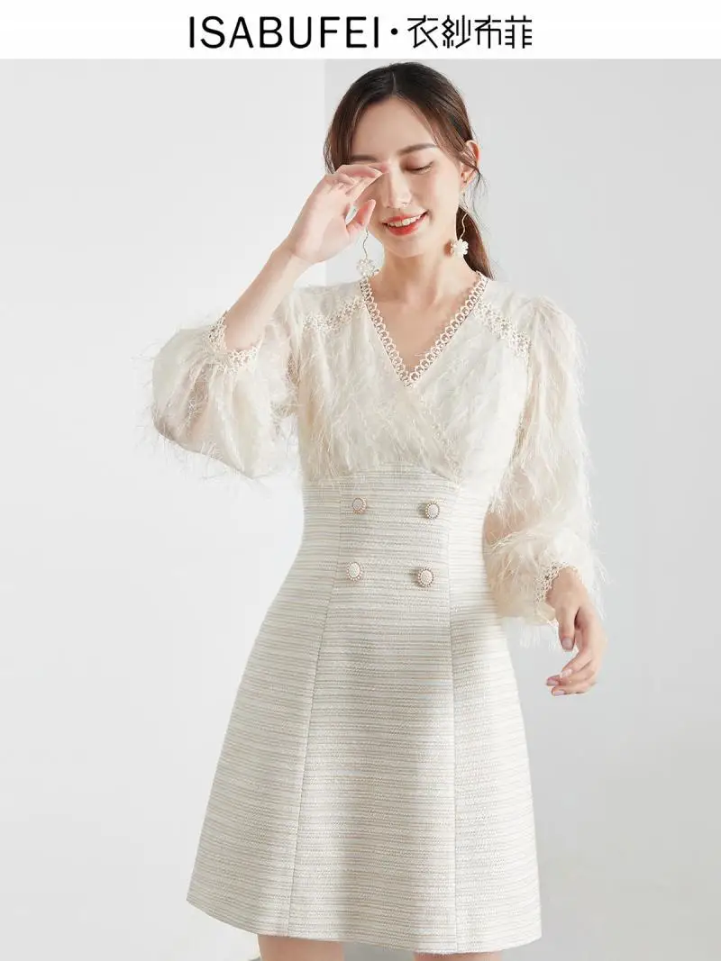 

High Grade 2019 Autumn New Style Industrial Dress Waist Hugging Slimming Elegant Skirt Outfit Fairy Skirt