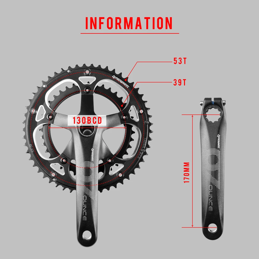 Prowheel ε ũ ũũ, 9S/10S  üθ ũũ 39-53T üθ BB ϴ 귡Ŷ, 170mm ũũ 903g