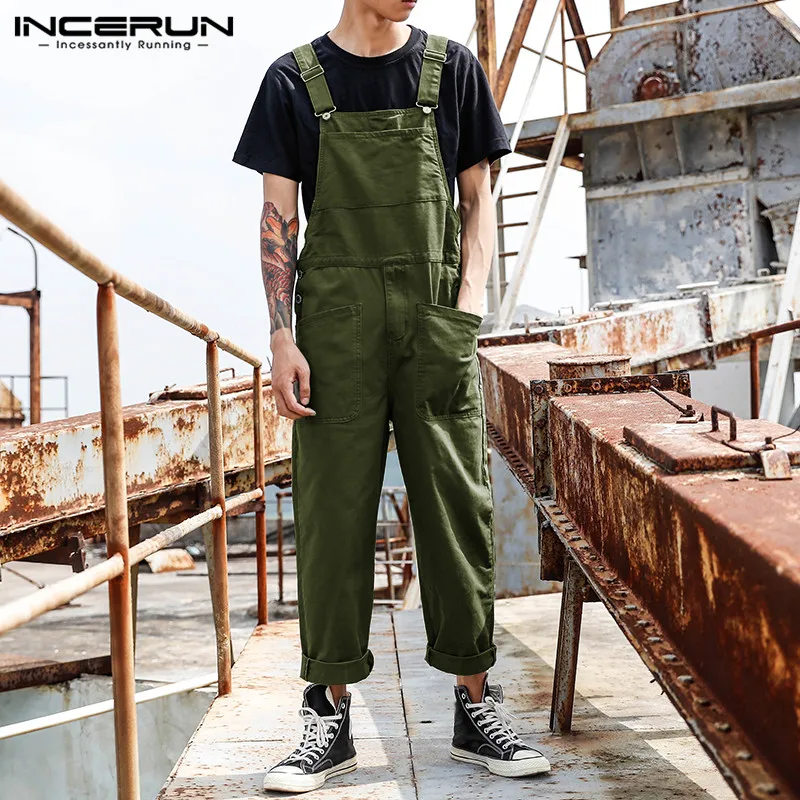 INCERUN Mens Retro Pockets Overalls 