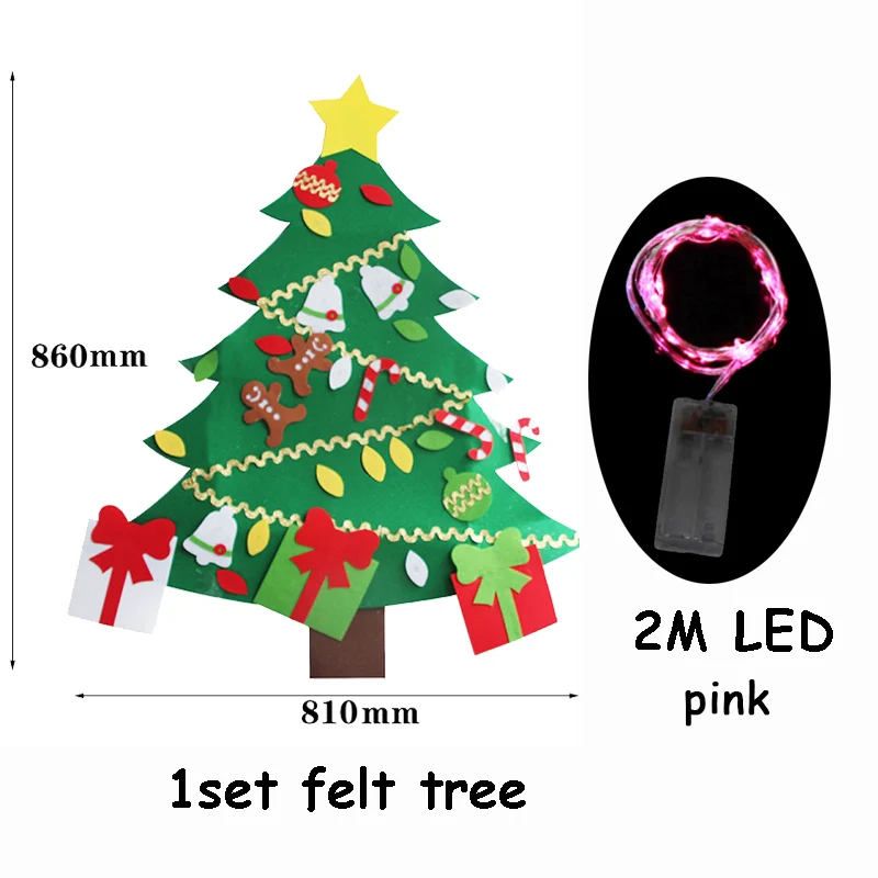 Christmas Tree 22 1 Набор 3D войлочная Рождественская елка с 2 м светодиодный светильник Рождественский подарок на год Navidad Natal для детей рождественские украшения для дома - Цвет: Christmas Tree 22