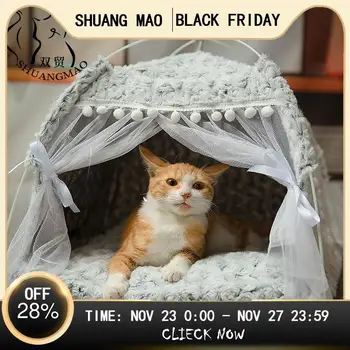 

SHUANGMAO Pet Tent Cat Bed Foldable Cats House Mat Kitten Home Cushion Warm Small Dog Nest Basket Beds Cute Products